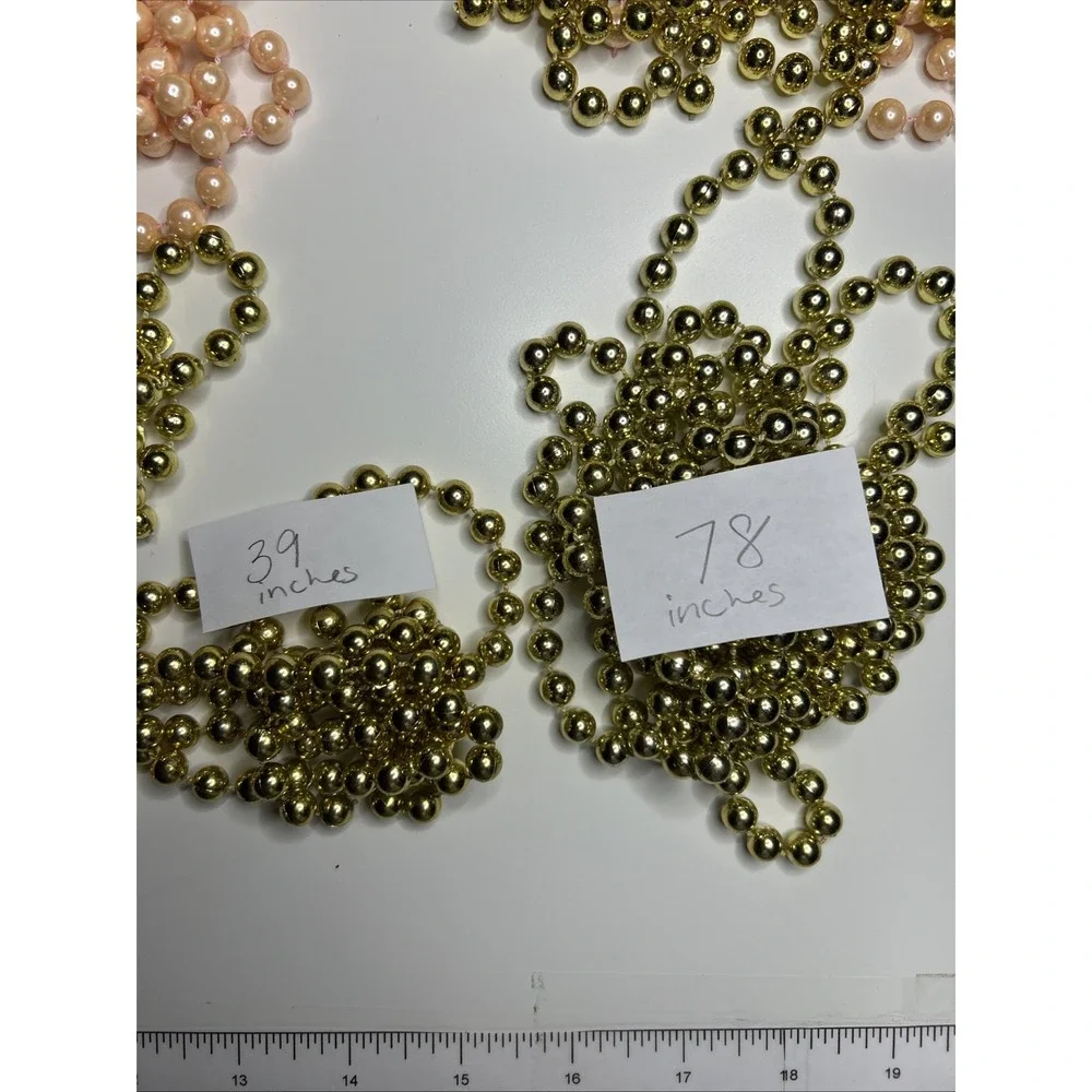 Vintage Bead Garland‎ Pink & Gold & Iridescent Strands Various Lengths